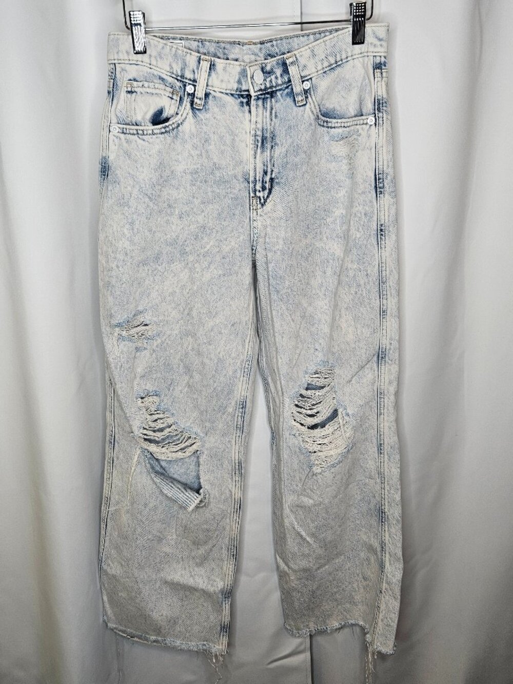 GAP Low Rise Baggy Jeans 601163 Light Acid Wash Distressed Y2K Size 26/2